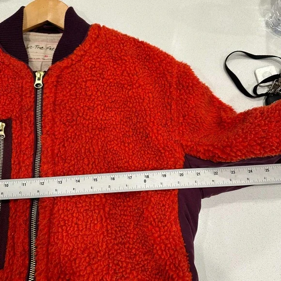 Free People Women's Rivington Sherpa Jacket Orange Purple sz XS - Picture 14 of 15